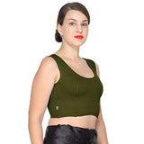 ANJALI All Weather Sleeveless Cotton Blouse ( Olive Green Colour )