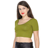 ANJALI All Weather Half Sleeves Cotton Blouse ( Olive Green Colour )