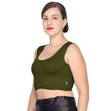 ANJALI All Weather Sleeveless Cotton Blouse ( Olive Green Colour )