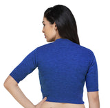 FEMULA V-Neck, Half Sleeves, Solid Color, Woolen Ready to Wear Blouse ( Royal Blue )