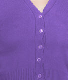 FEMULA V-Neck, Half Sleeves, Solid Color, Woolen Ready to Wear Blouse ( Royal Purple )