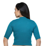 FEMULA V-Neck, Half Sleeves, Solid Color, Woolen Ready to Wear Blouse ( Sky Blue )