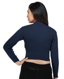FEMULA V- Neck Women Full Sleeves Stitched Ready to Wear Woolen Blouse ( Imperial Blue )