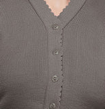 FEMULA V- Neck Women Full Sleeves Stitched Ready to Wear Woolen Blouse ( Ash Grey )