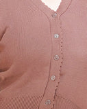 FEMULA V- Neck Women Full Sleeves Stitched Ready to Wear Woolen Blouse ( Caramel Brown )
