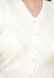 FEMULA V- Neck Women Full Sleeves Stitched Ready to Wear Woolen Blouse ( Ivory )