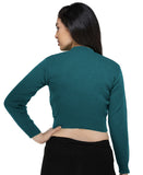 FEMULA V- Neck Women Full Sleeves Stitched Ready to Wear Woolen Blouse ( Torquise Blue )