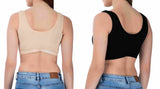 FEMULA Sania Low Impact, Non-Padded, Wirefree, Stretch Cotton Sports Vest Bra for Girls & Women ( 1 Pc each of Beige & Black Colour )