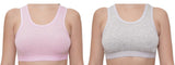 FEMULA Cotton Lycra Topwear Sports Comfortable Bra for Girls and Women (Combo Bra Pack of 2) (PinkGrey)