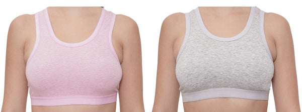 FEMULA Cotton Lycra Topwear Sports Comfortable Bra for Girls and Women (Combo Bra Pack of 2) (PinkGrey)