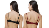 FEMULA Monika T-Shirt Lightly Padded Bra for Women & Girls ( Pack of 2Pcs, 1 Each of  Black & Maroon Colour, Size 30B )