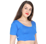 ANJALI All Weather Half Sleeves Cotton Blouse ( Royal Blue Colour )