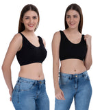 FEMULA Sania Low Impact, Non-Padded, Wirefree, Stretch Cotton Sports Vest Bra for Girls & Women ( 2Pc )