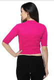 FEMULA V-Neck, Half Sleeves, Solid Color, Woolen Ready to Wear Blouse ( Magenta )