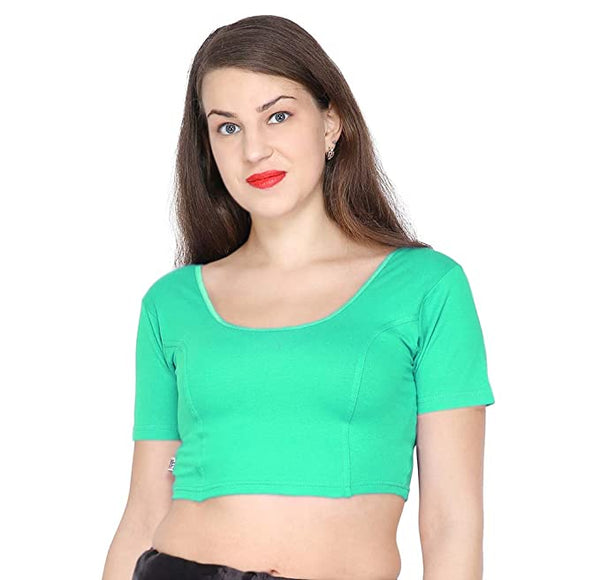 ANJALI All Weather Half Sleeves Cotton Blouse ( Sea Green Colour )