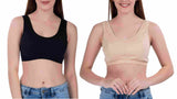 FEMULA Sindhu High Coverage, Low Impact, Non-Padded, Stretch Cotton Sports Vest Bra for Girls & Women ( 1Pc each of Beige & Black  Colour )