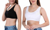 FEMULA Sindhu High Coverage, Low Impact, Non-Padded, Stretch Cotton Sports Vest Bra for Girls & Women ( 1Pc each of Black & White  Colour )