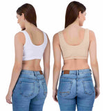 FEMULA Sindhu High Coverage, Low Impact, Non-Padded, Stretch Cotton Sports Vest Bra for Girls & Women ( 1Pc each of Beige & White  Colour )