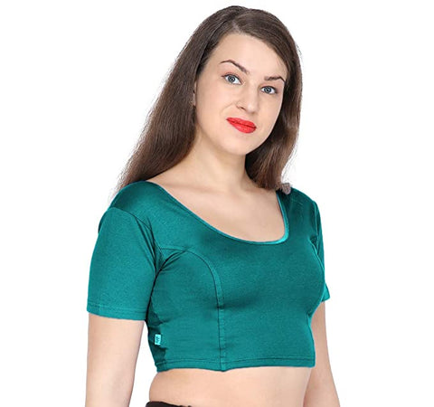 ANJALI All Weather Half Sleeves Cotton Blouse ( Turquoise Colour )