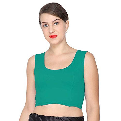 ANJALI All Weather Sleeveless Cotton Blouse ( Turquoise Green Colour )