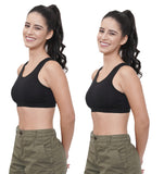 FEMULA Cotton Lycra Non Padded Sports Bra for Girls and Women (2PC)