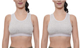 FEMULA Cotton Lycra Non Padded Sports Bra for Girls and Women (2PC)