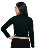 FEMULA V- Neck Women Full Sleeves Stitched Ready to Wear Woolen Blouse ( Uniform Green )