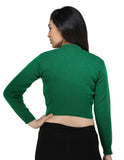 FEMULA V- Neck Women Full Sleeves Stitched Ready to Wear Woolen Blouse ( Green )