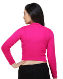 FEMULA V- Neck Women Full Sleeves Stitched Ready to Wear Woolen Blouse ( Magenta )