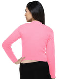 FEMULA V- Neck Women Full Sleeves Stitched Ready to Wear Woolen Blouse ( Pink )