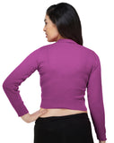 FEMULA V- Neck Women Full Sleeves Stitched Ready to Wear Woolen Blouse ( Purple )