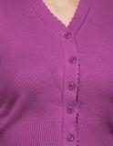 FEMULA V- Neck Women Full Sleeves Stitched Ready to Wear Woolen Blouse ( Purple )