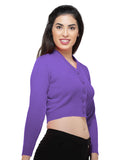 FEMULA V- Neck Women Full Sleeves Stitched Ready to Wear Woolen Blouse ( Royal Purple )