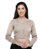 FEMULA V- Neck Women Full Sleeves Stitched Ready to Wear Woolen Blouse ( Selati )