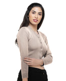 FEMULA V- Neck Women Full Sleeves Stitched Ready to Wear Woolen Blouse ( Selati )