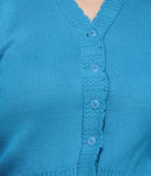 FEMULA V- Neck Women Full Sleeves Stitched Ready to Wear Woolen Blouse ( Sky Blue )