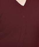 FEMULA V- Neck Women Full Sleeves Stitched Ready to Wear Woolen Blouse ( Burgandy )